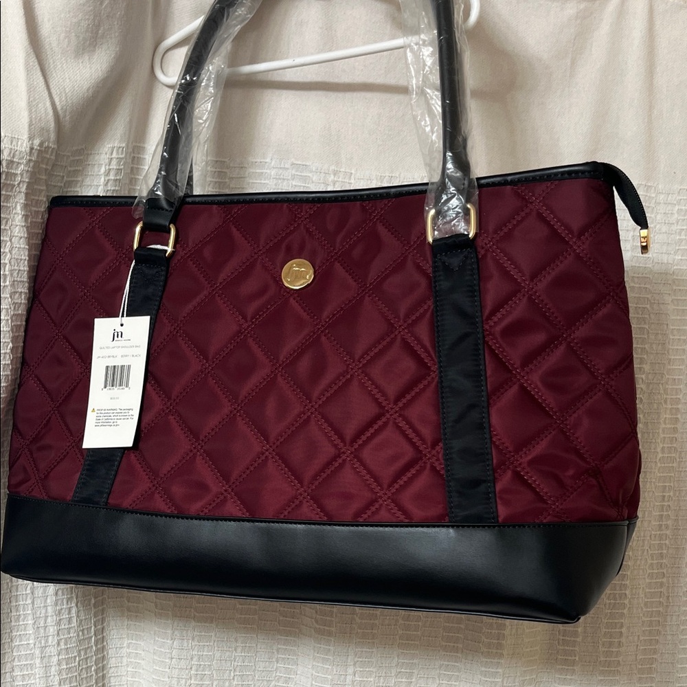 Chic Quilted Burgundy and Black Tote Bag
